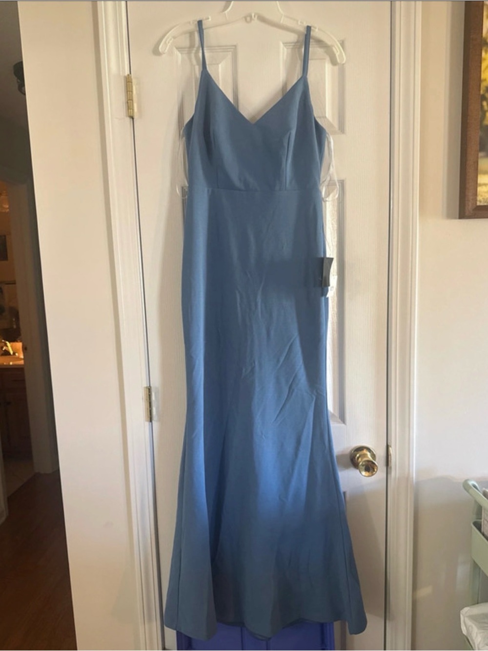 Lulu's Sky-Blue Strapless Spaghetti-Strap Maxi Dress